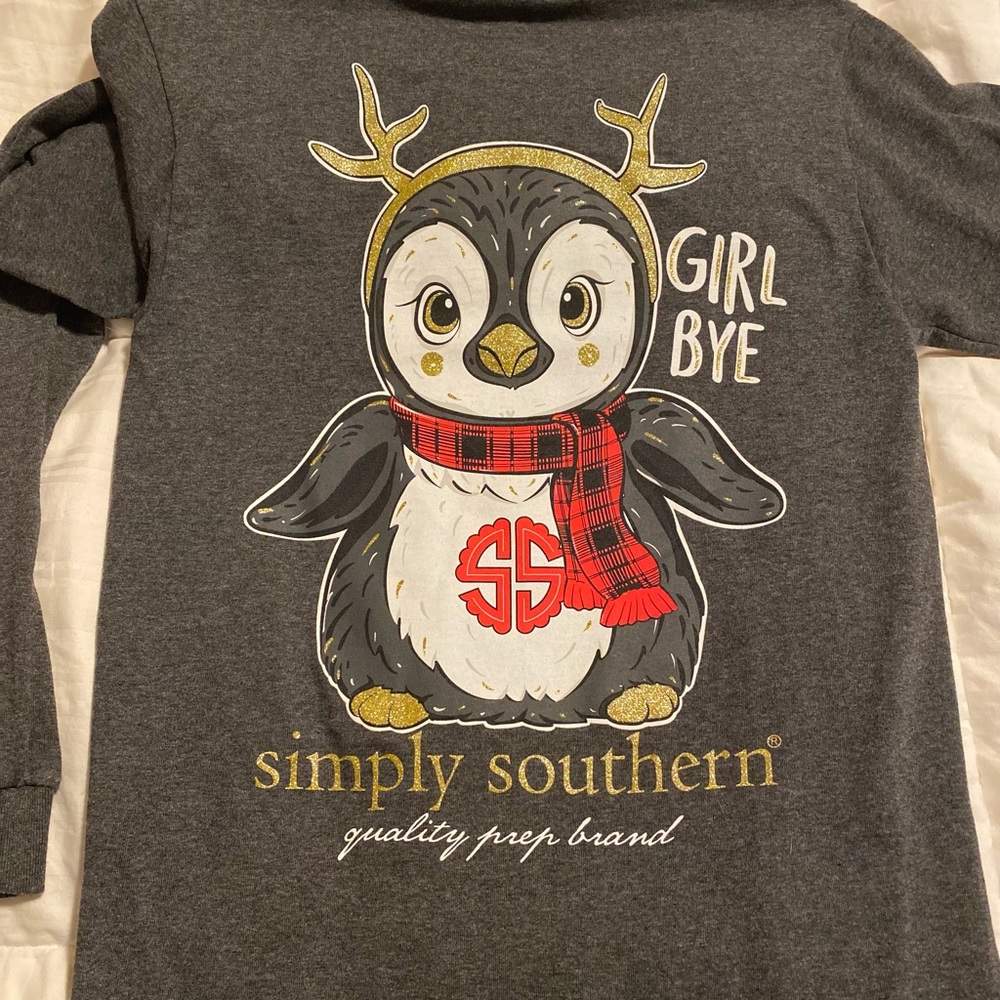 Simply Southern penguin Girl Bye womens small